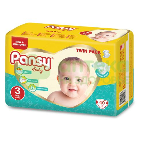 Подгузники pansy baby twin midi (3) 4-9кг N40 511463