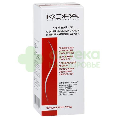 Кора/Kora крем д/ног дезодорирующий смягчающий с эфирными маслами мяты-чайного дерева 100мл
