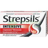 Стрепсилс интенсив таб. д/рассас №24  (мед-лимон)