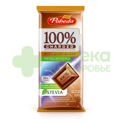 Шоколад Победа чаржед молочный б/сахара 36%какао 100г