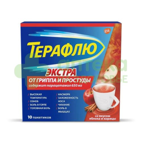 Терафлю экстра пор. д/р-ра внутр яблоко-корица №10